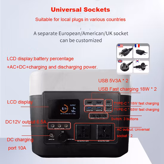 LiFePO4 1000W Portable Solar Generator Solar Power Banks Lithium Ion Batteries Solar Energy Storage
